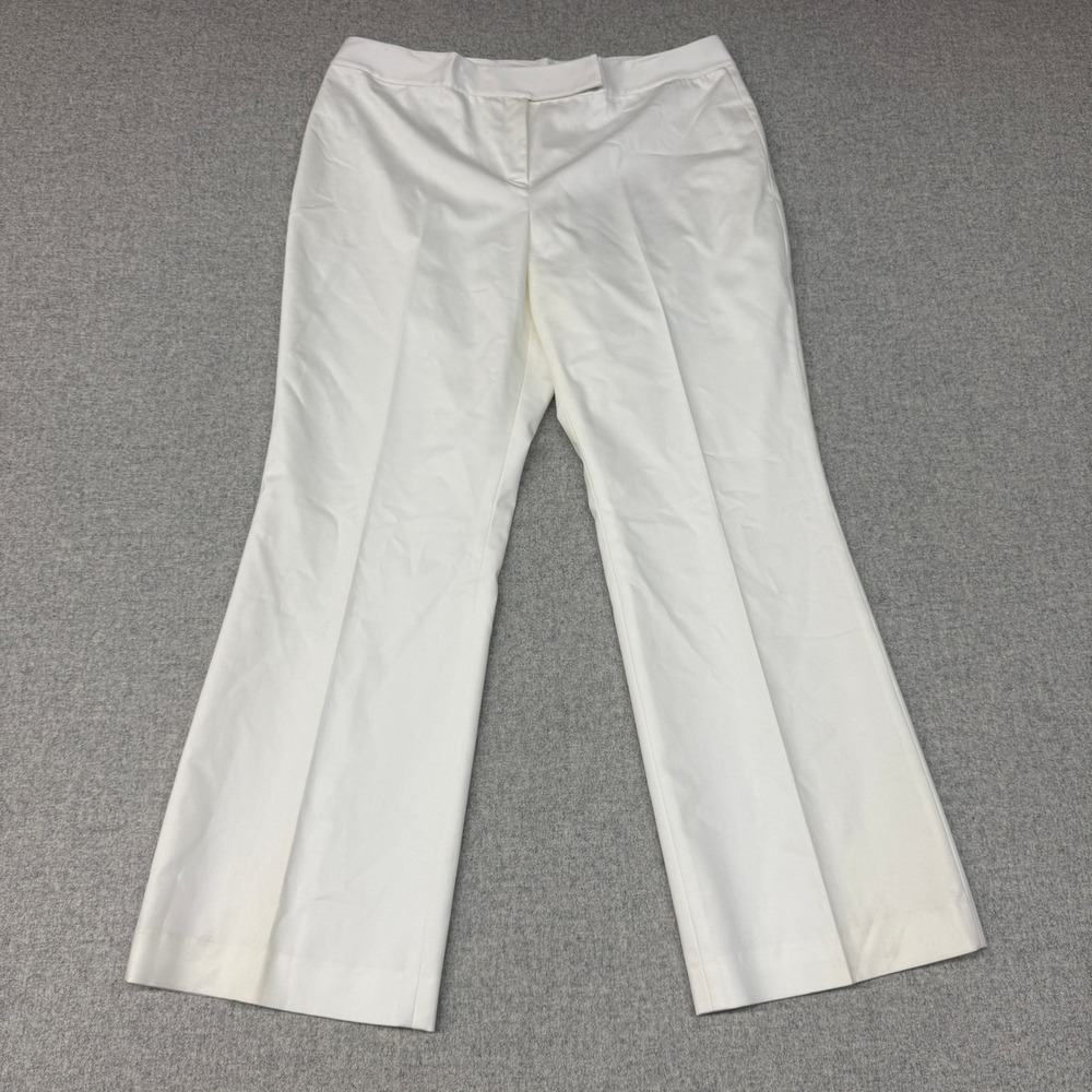 Ann Taylor White Cotton Blend Dress Pants Size 18 Stretch Straight Leg Trousers